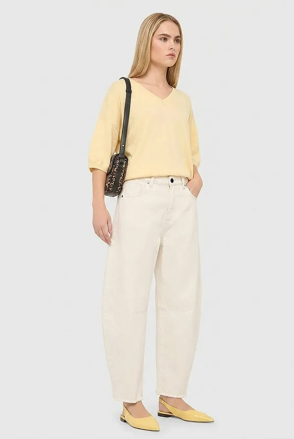 Barrel-Jeans für Damen, mittlere Leibhöhe, weiß, Größe 183, Billy