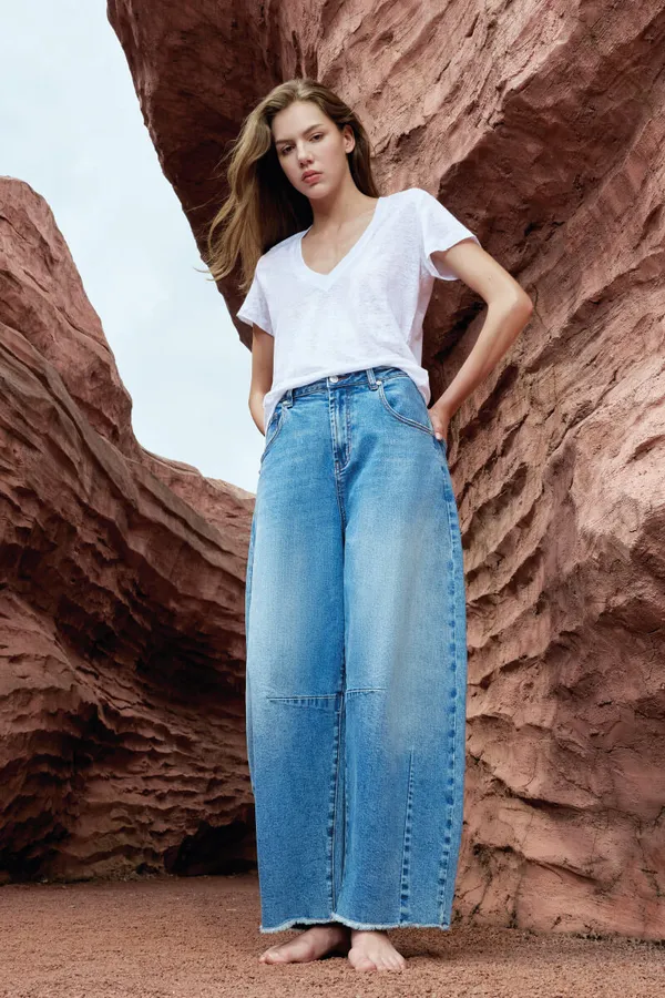 Women's Mid-Rise Barrel Jeans, Billy Blue, Size 379