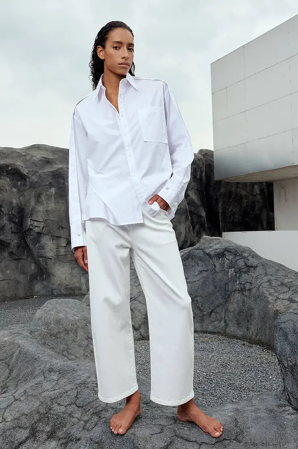 White Cotton Oversized Women's Blouse Phil