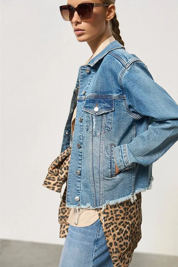 Denim-Jeansjacke mit Stretchanteil für Damen von Gregory, blau, Größe 379