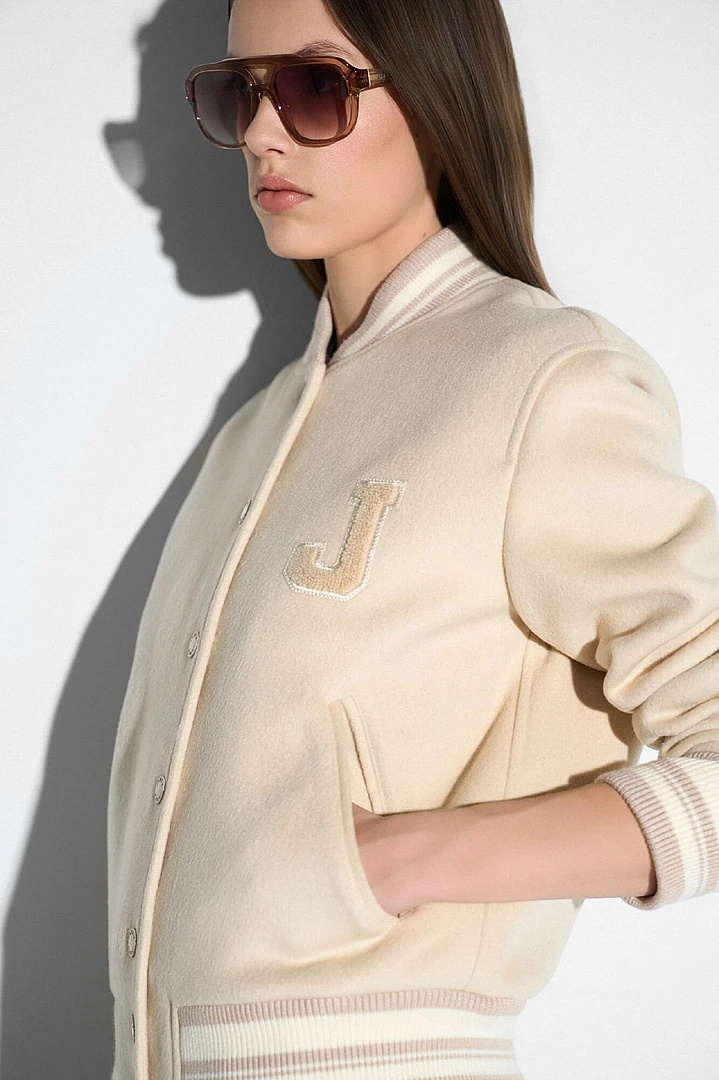 Kaschmir-Bomberjacke für Damen, Double-Face, Beige, Collin Beige