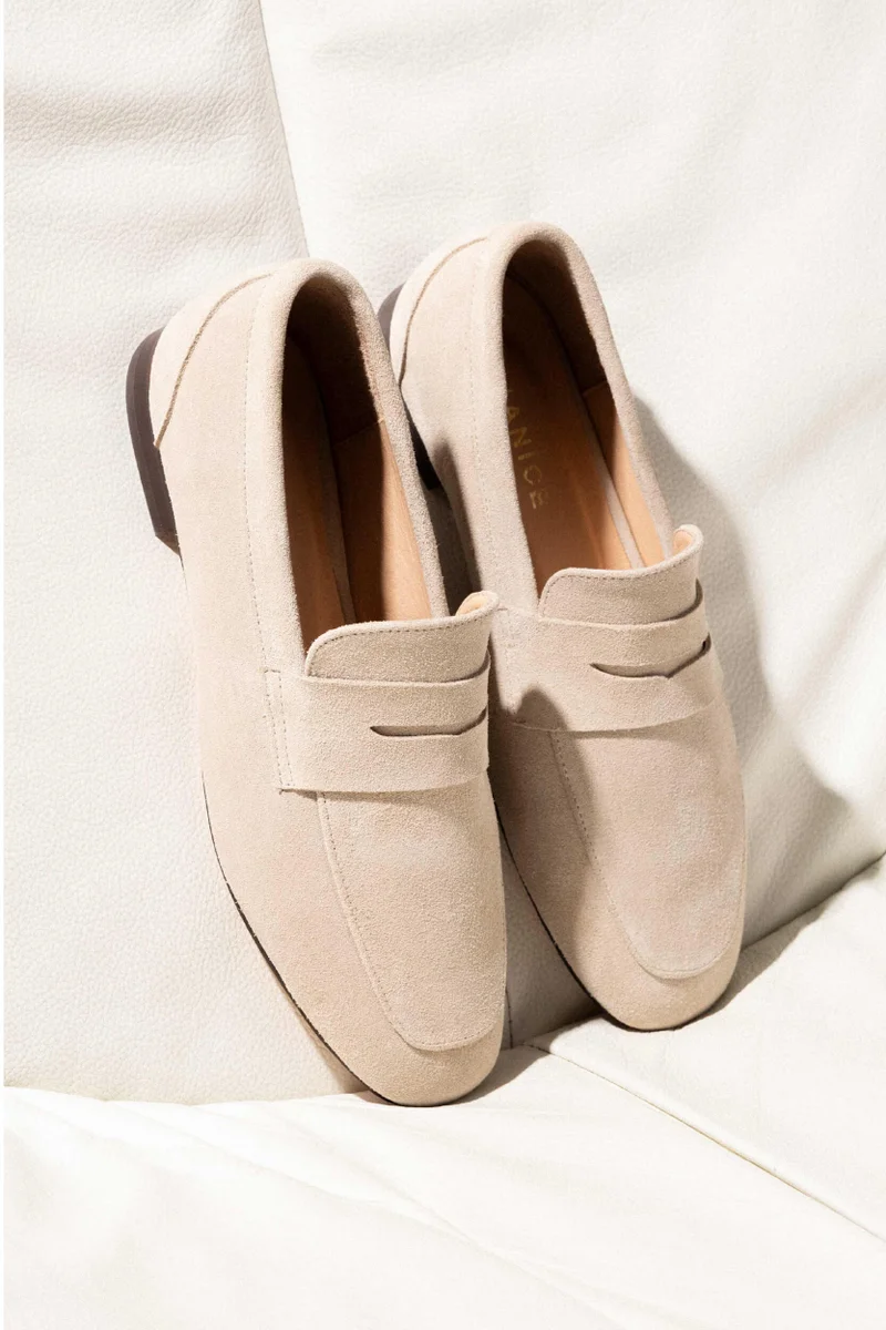 Women's Suede Burt Loafers in Nude