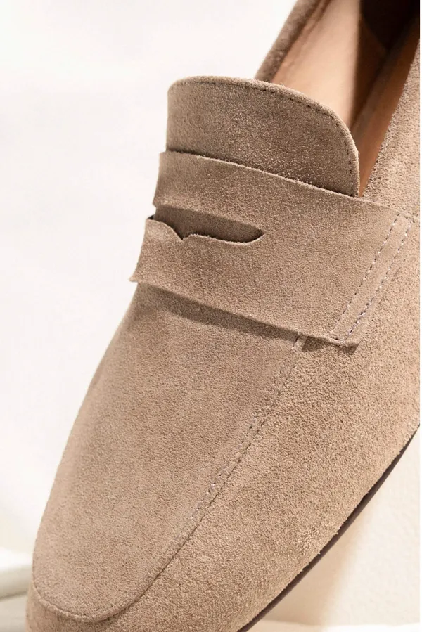 Loafer für Damen aus Wildleder, Modell Burt, Farbe Taupe