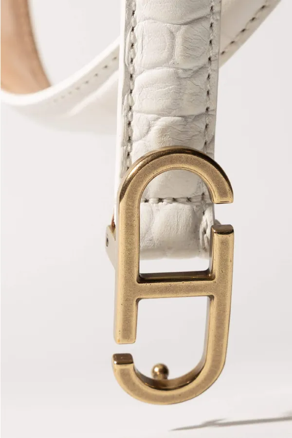 Lederriemen für Damen „Trophy“ in Off-White mit Krokoprägung und Messingschnalle