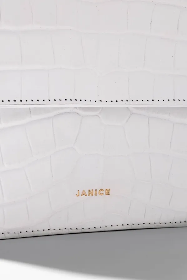 Lederhandtasche für Damen Elias Croco Off White