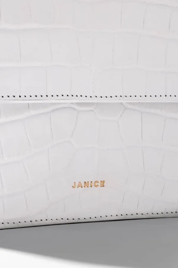 Lederhandtasche für Damen Elias Croco Off White