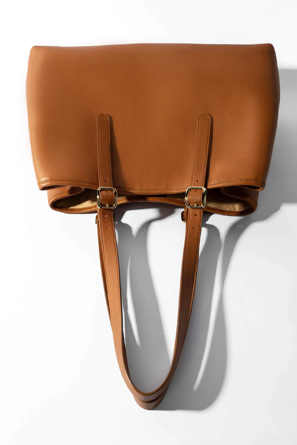 Leder-Damenhandtasche Shopper Harper in Camel