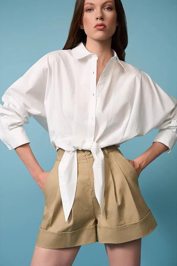 Beige Baumwollshorts für Damen von Arthur