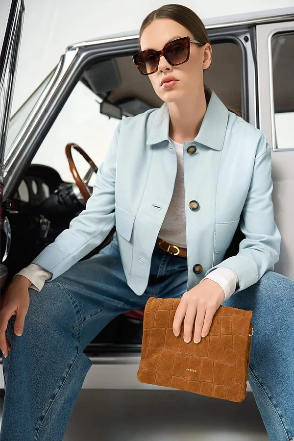 Lederjacke für Damen, William, Blau