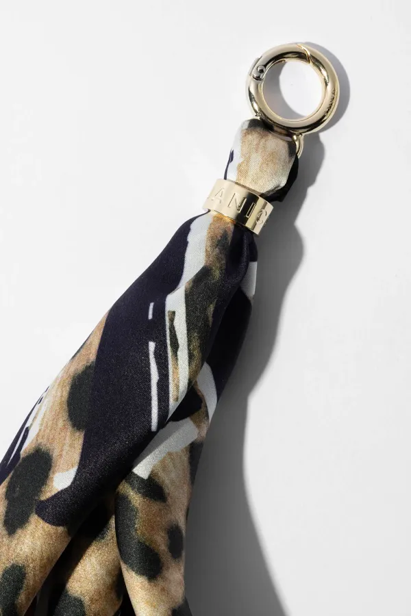 Bag Charm Zijden Sjaal Dames Effron Panterprint Rood