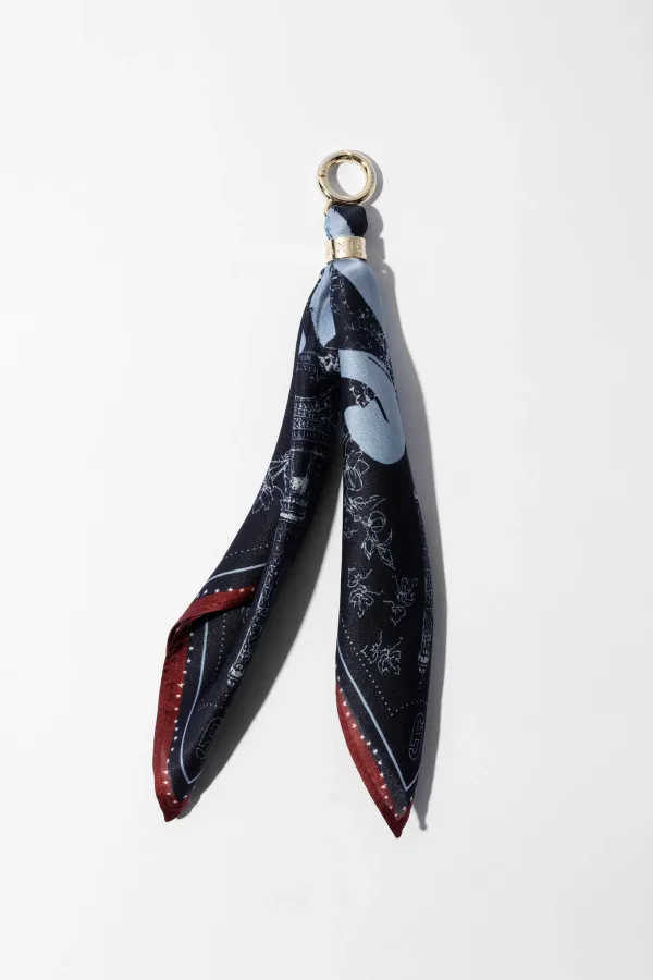 Bag Charm Zijden Sjaal Dames Effron Paris Blauw