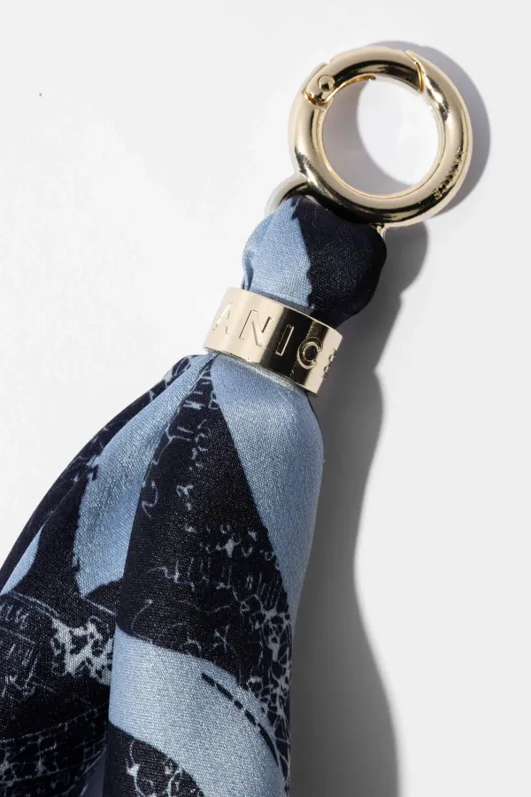 Bag Charm Zijden Sjaal Dames Effron Paris Blauw