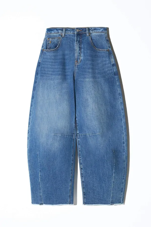 Barrel Jeans Dames Mid Rise Stretch Billy Blauw 258
