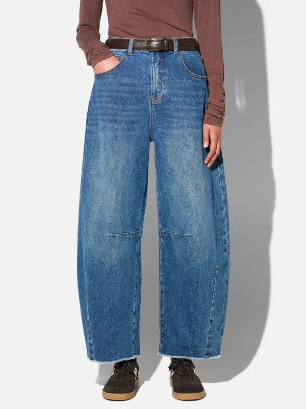 Barrel Jeans Dames Mid Rise Stretch Billy Blauw 258
