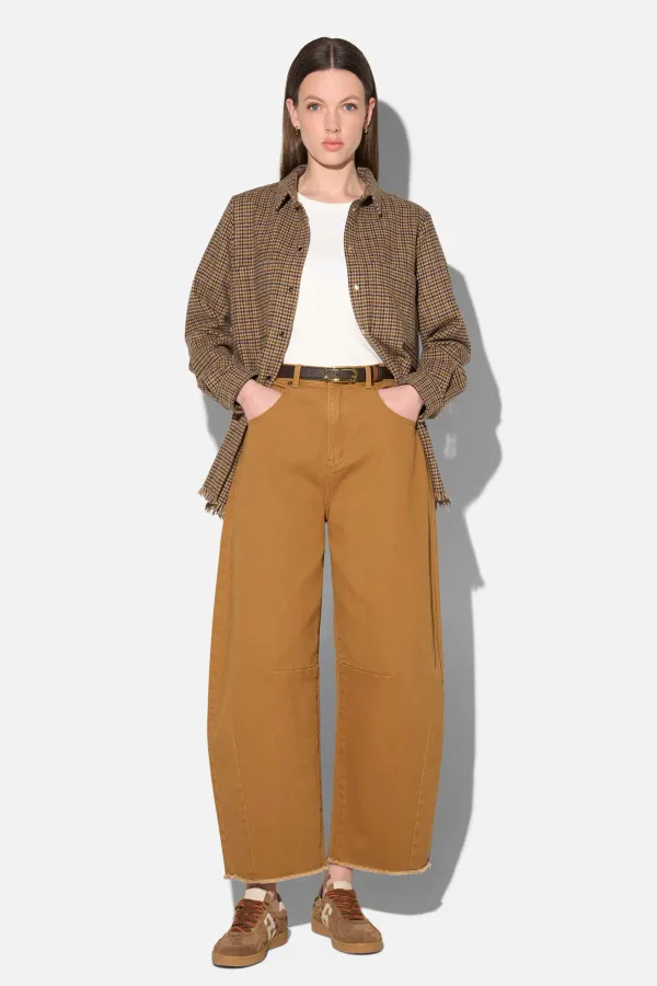 Barrel Jeans Dames Mid Rise Stretch Billy Cognac
