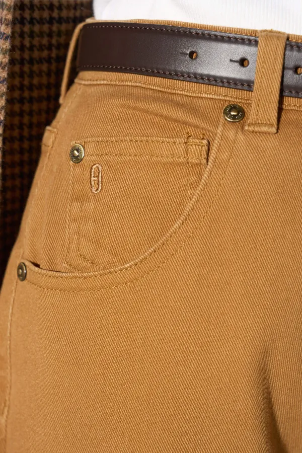 Barrel Jeans Dames Mid Rise Stretch Billy Cognac