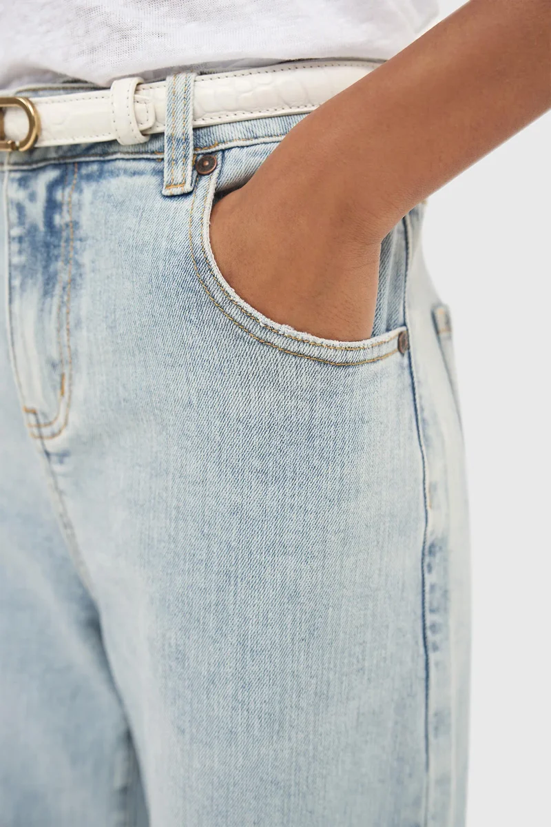 Barrel-Jeans für Damen, mittlere Leibhöhe, Stretch, Baxter, Blau, 565