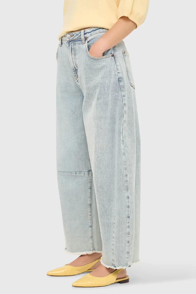 Women's Mid-Rise Stretch Barrel Jeans, Blue, Size 565, Billy