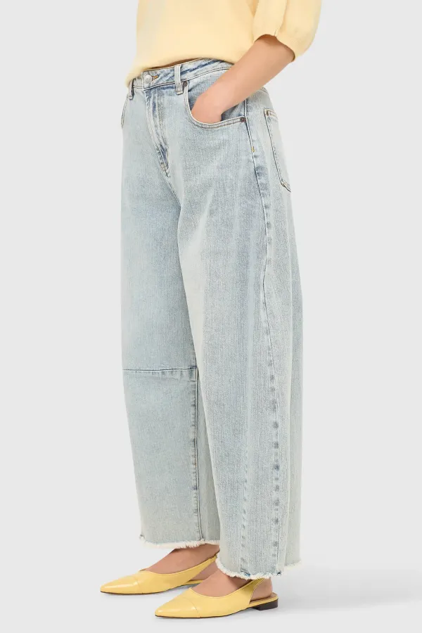 Women's Mid-Rise Stretch Barrel Jeans, Blue, Size 565, Billy