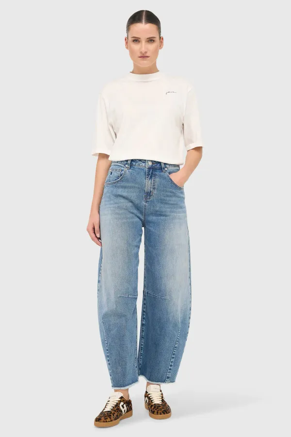 Women's Mid-Rise Barrel Jeans, Billy Blue, Size 379