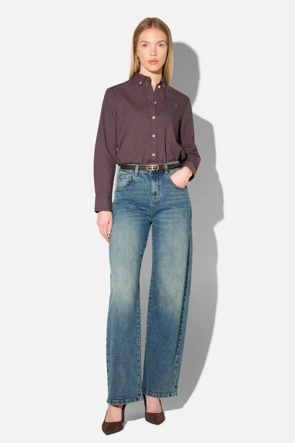 Barrel Jeans Dames Stretch Mid Rise Baxter Blauw 357