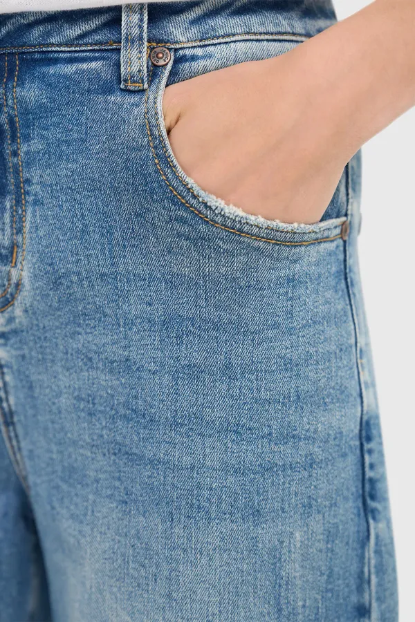 Barrel-Jeans für Damen, Stretch, mittlere Leibhöhe, BAXTER, Blau, 786
