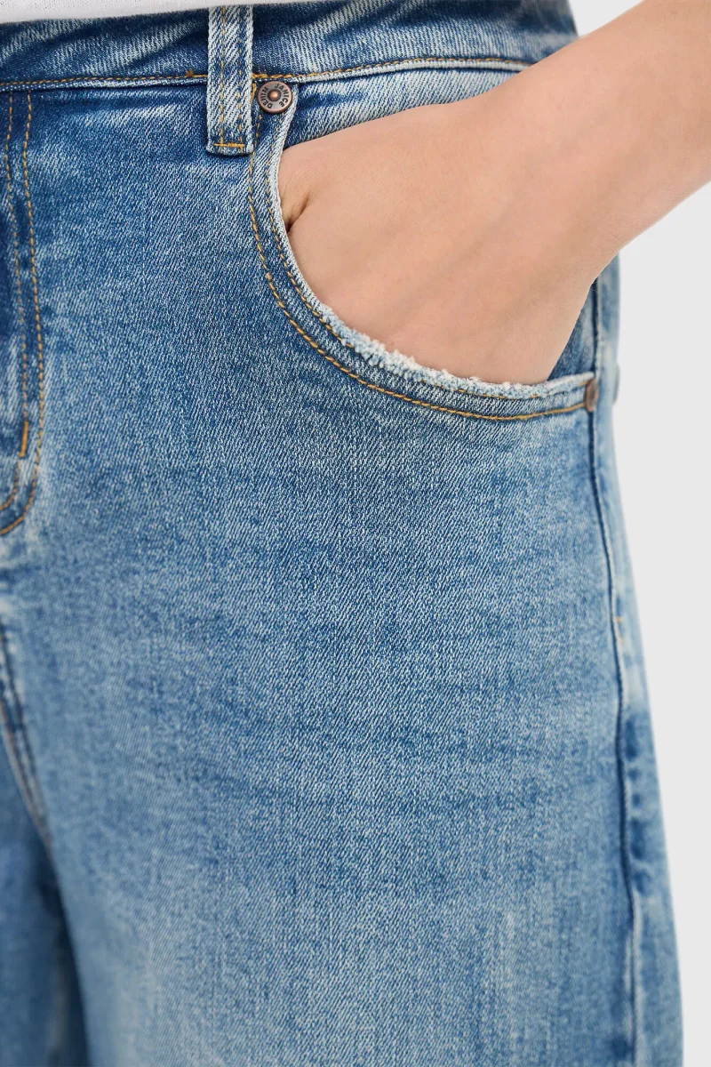 Barrel-Jeans für Damen, Stretch, mittlere Leibhöhe, BAXTER, Blau, 786