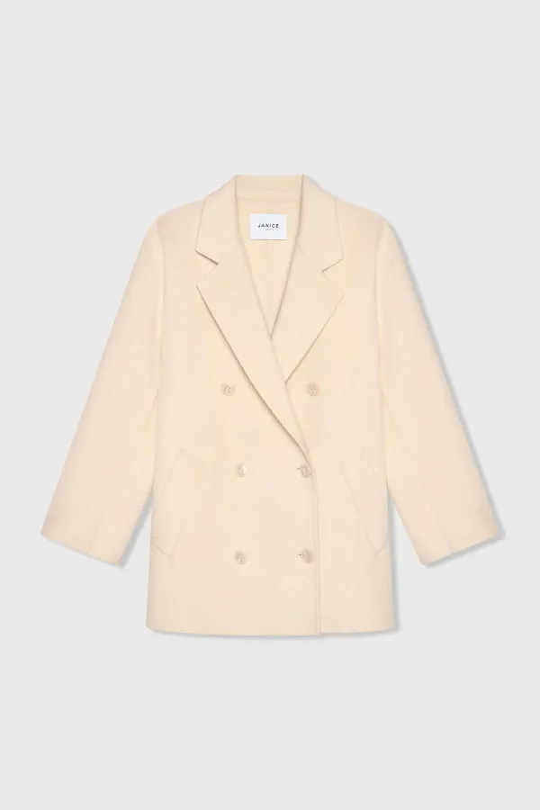 Damen-Kaschmir-Caban-Jacke „Kennedy“, beidseitig tragbar, beige
