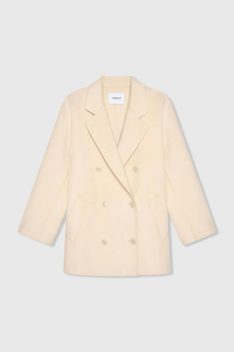 Damen-Kaschmir-Caban-Jacke „Kennedy“, beidseitig tragbar, beige