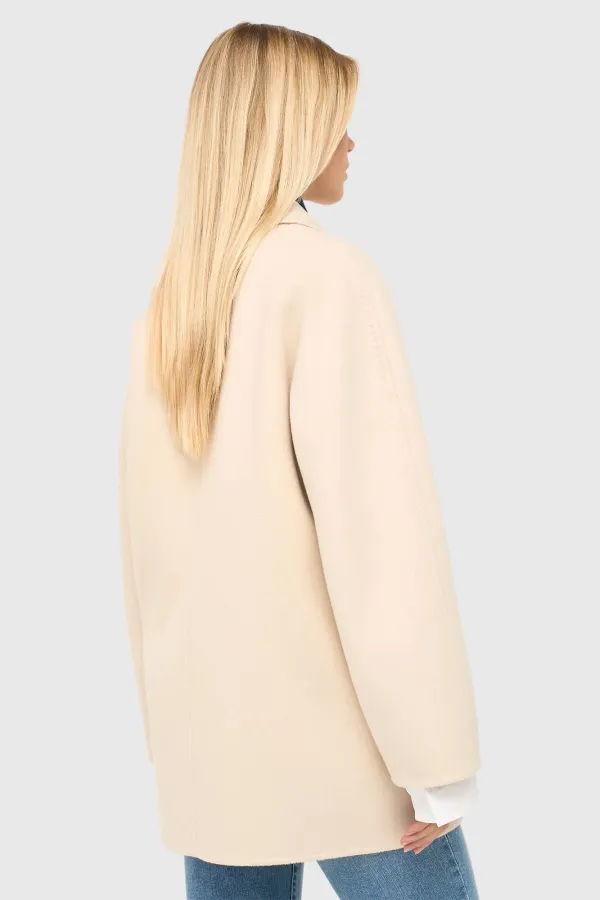 Damen-Kaschmir-Caban-Jacke „Kennedy“, beidseitig tragbar, beige