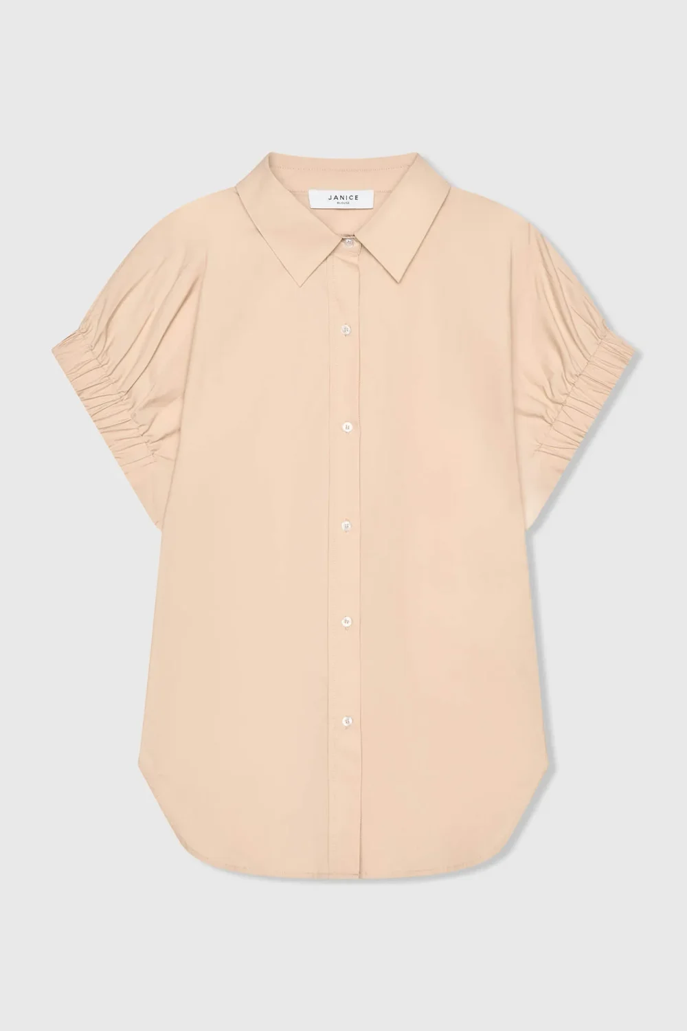 Beige Cotton Women's Short-Sleeve Blouse by Yaro