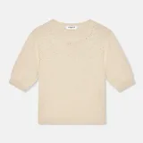 Beige Katoenen Dames Truitje Met Steentjes Barret