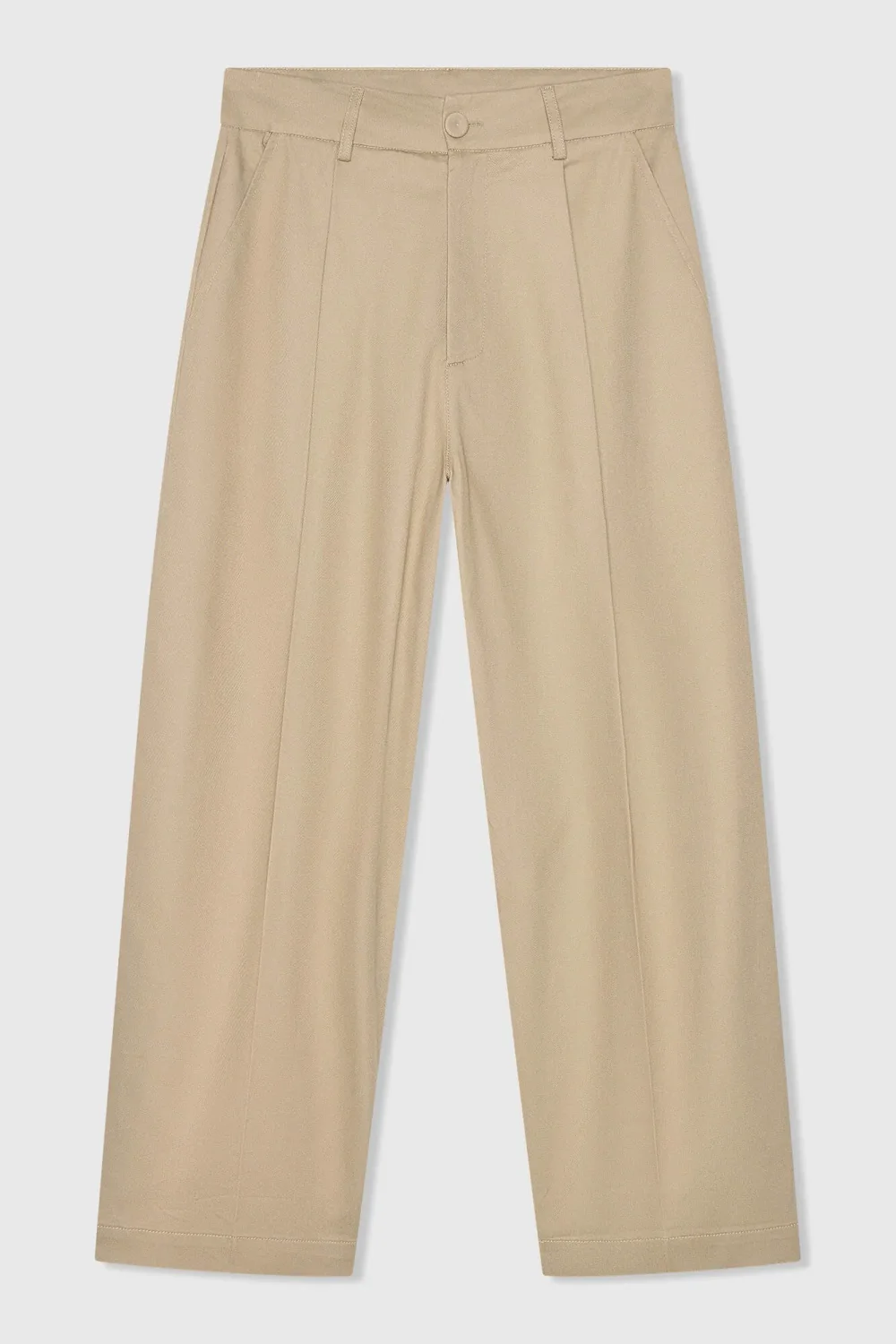 Beige Katoenen Paperbag Broek Steekzakken Barrel Balti