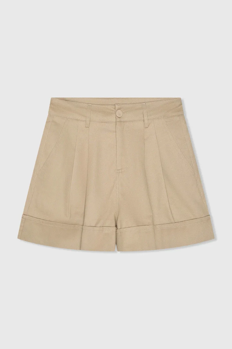 Beige Cotton Shorts for Women by Arthur