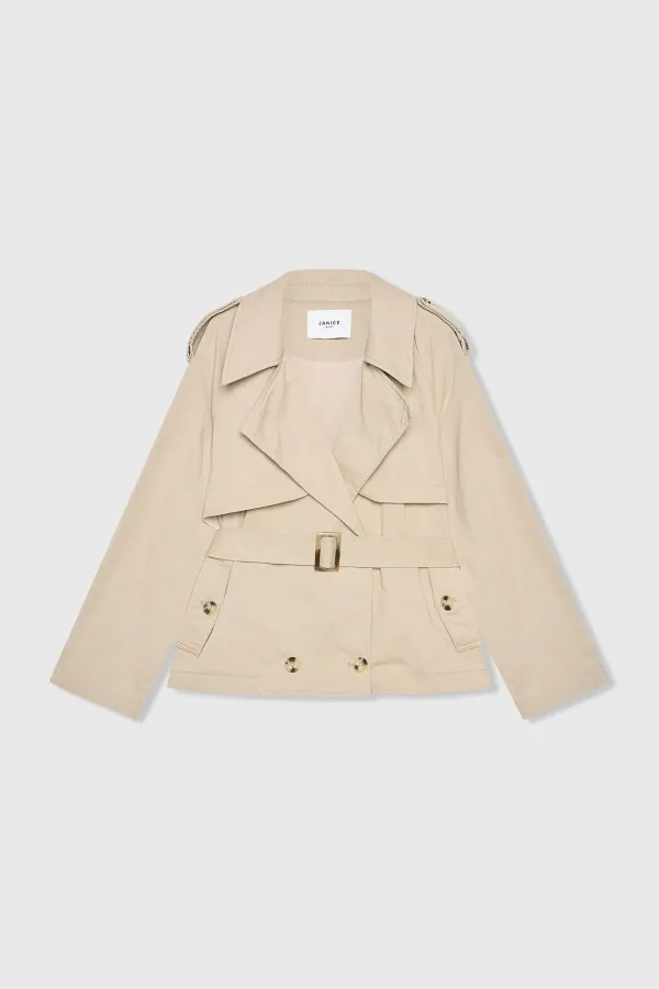 Beiger kurzer Trenchcoat Cayden