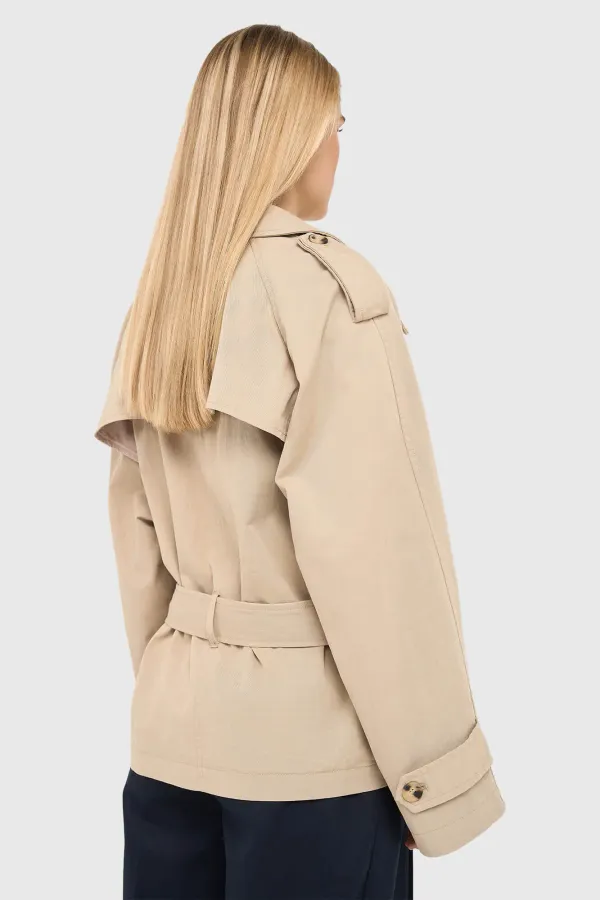 Beiger kurzer Trenchcoat Cayden