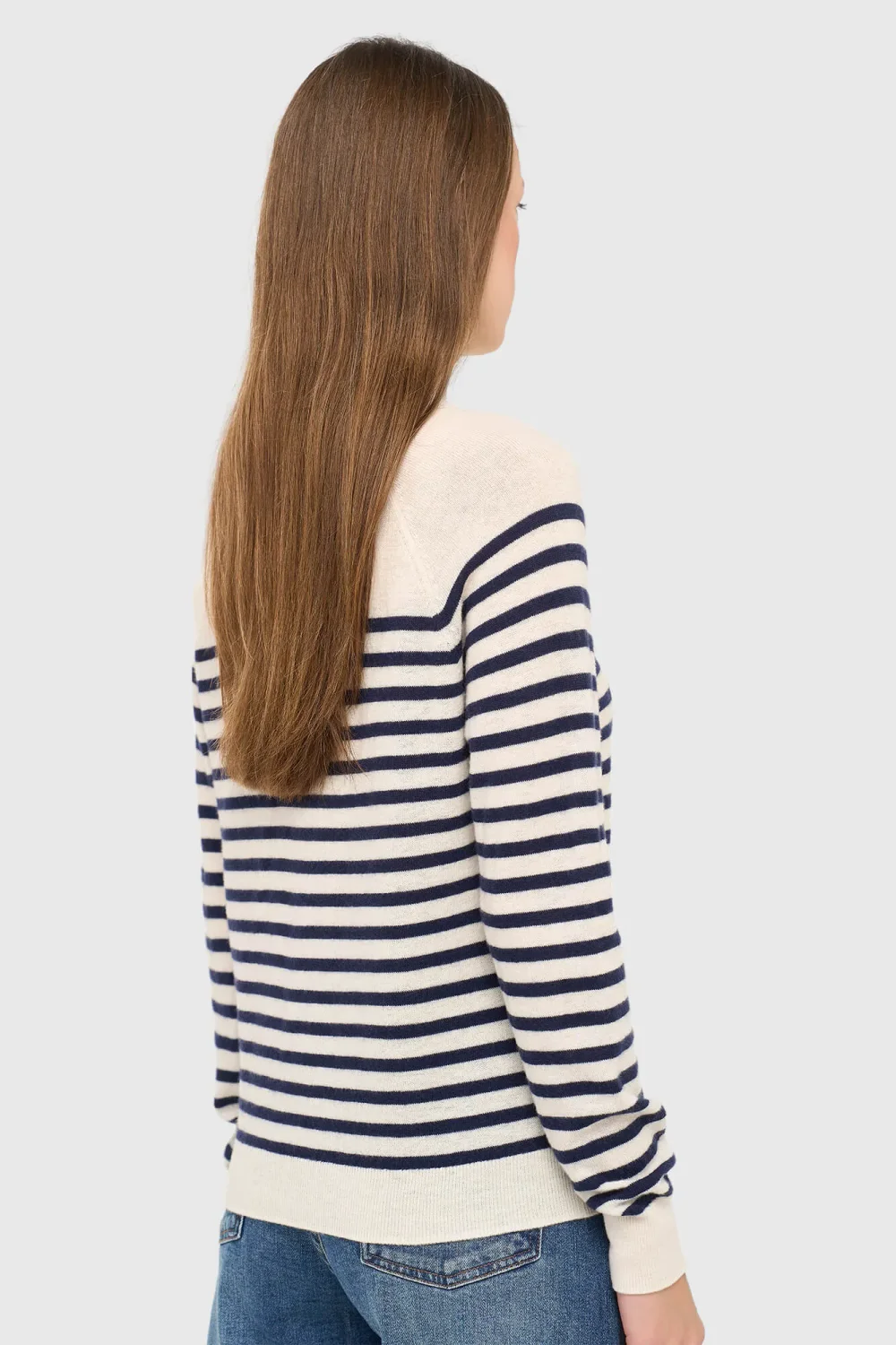 Blue Striped Women's Sweater, Rich Merino Wool