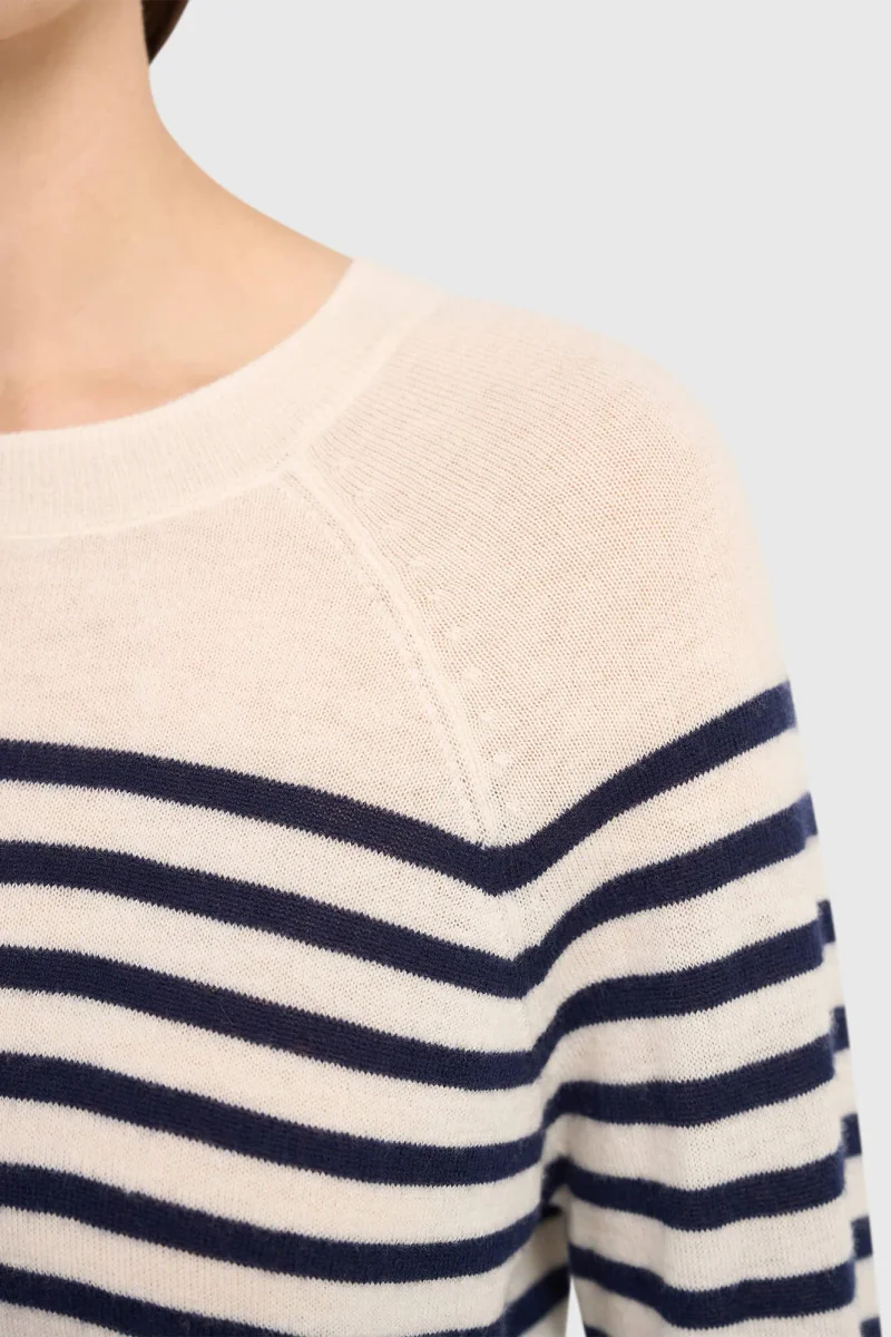 Blue Striped Women's Sweater, Rich Merino Wool
