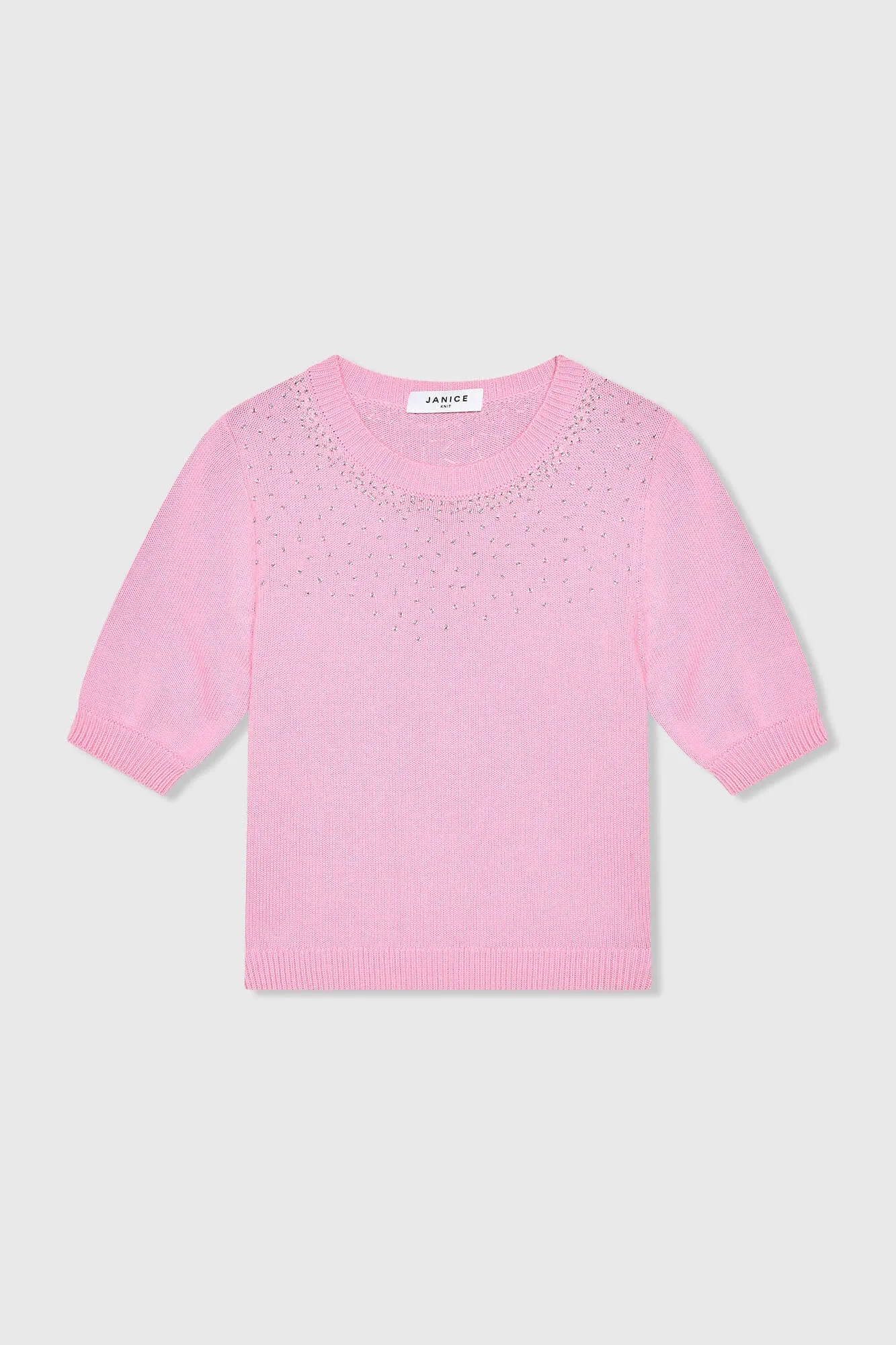 Rosa Baumwollpullover für Damen mit Strasssteinen von Barret