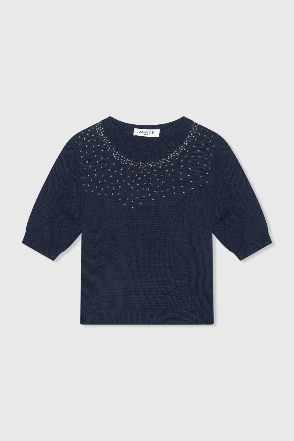 Blauer Baumwollpullover für Damen mit Strasssteinen von Barret