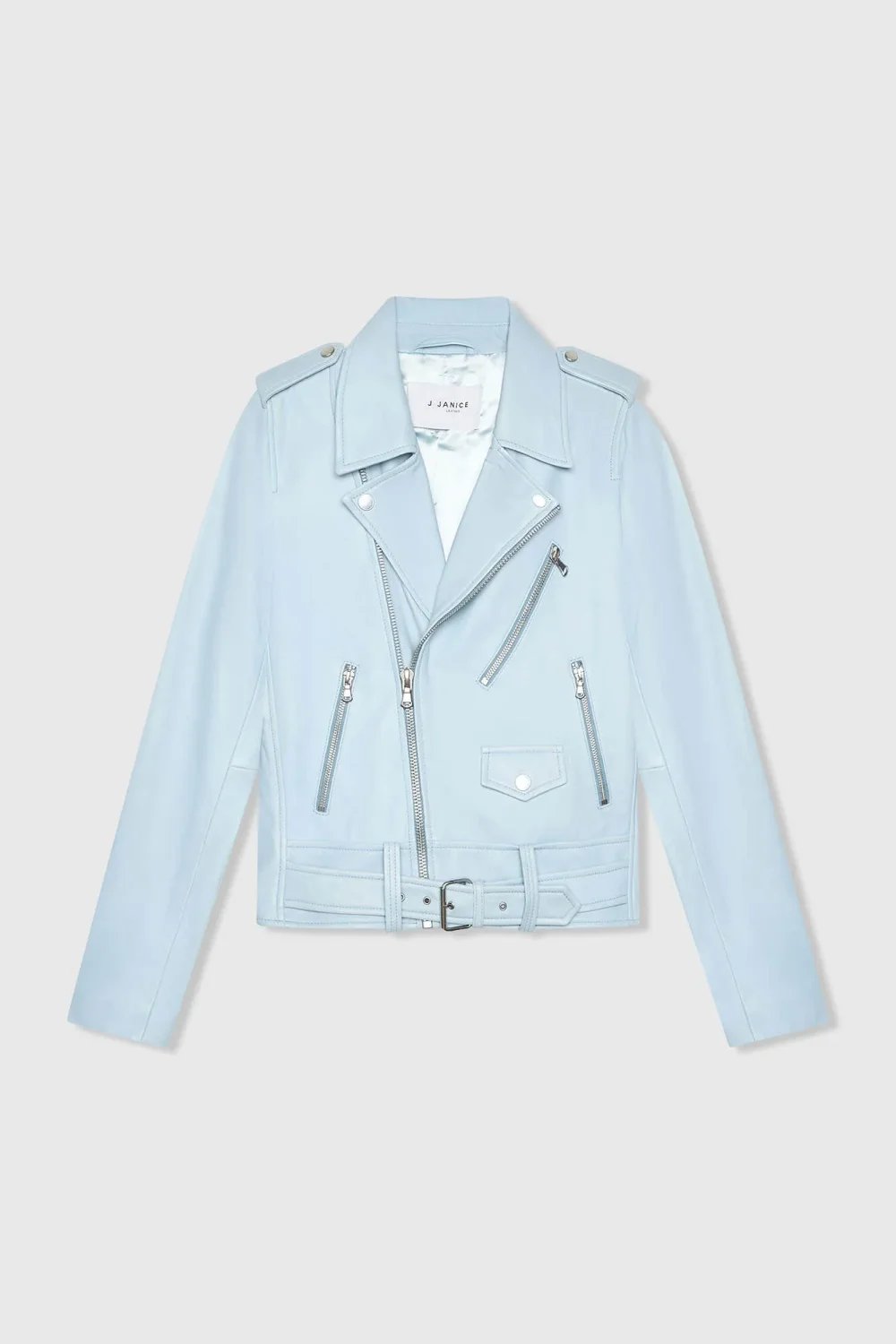 Blaue Leder-Bikerjacke von Burke