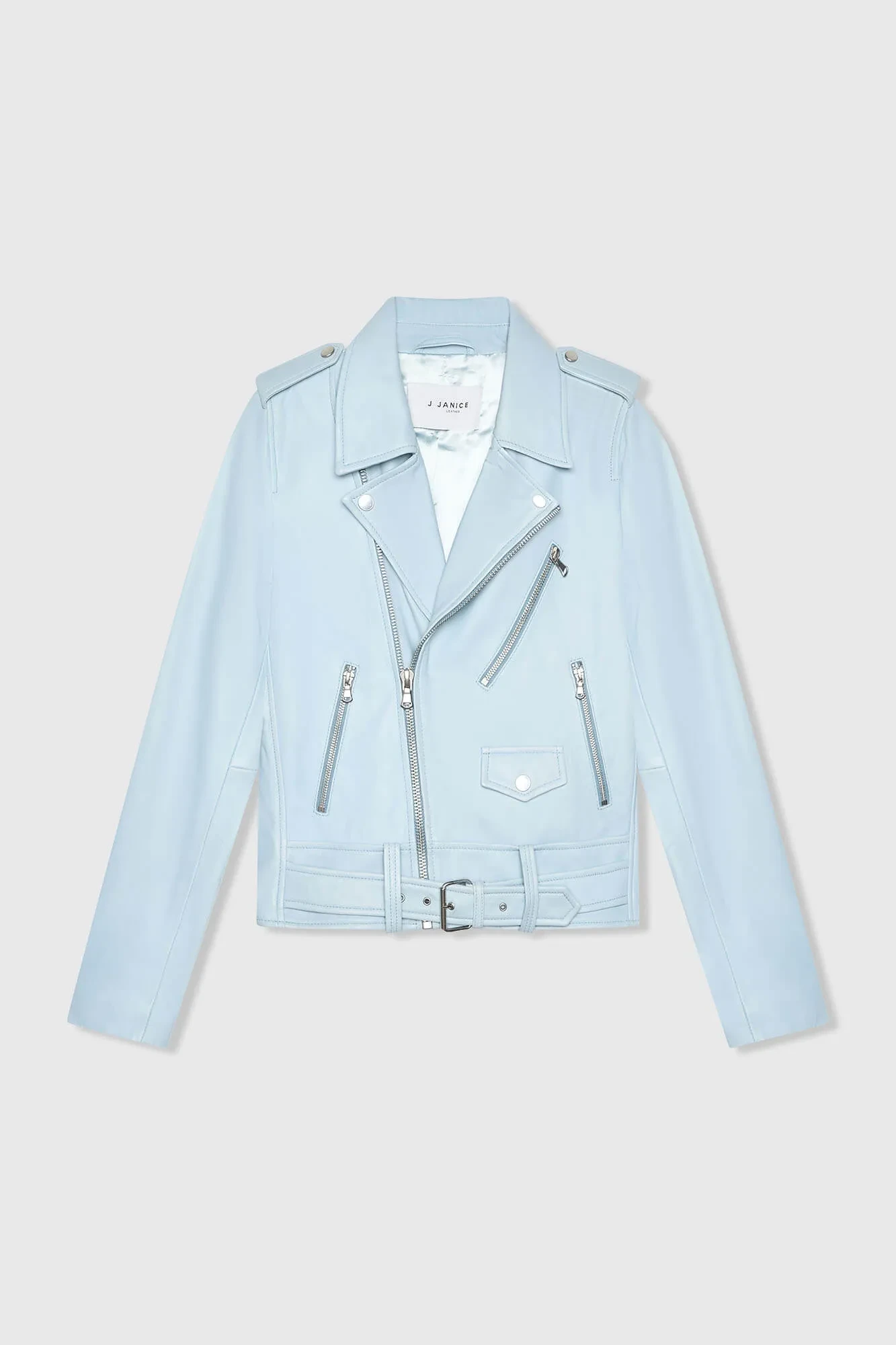 Blue Leather Biker Jacket by Burke