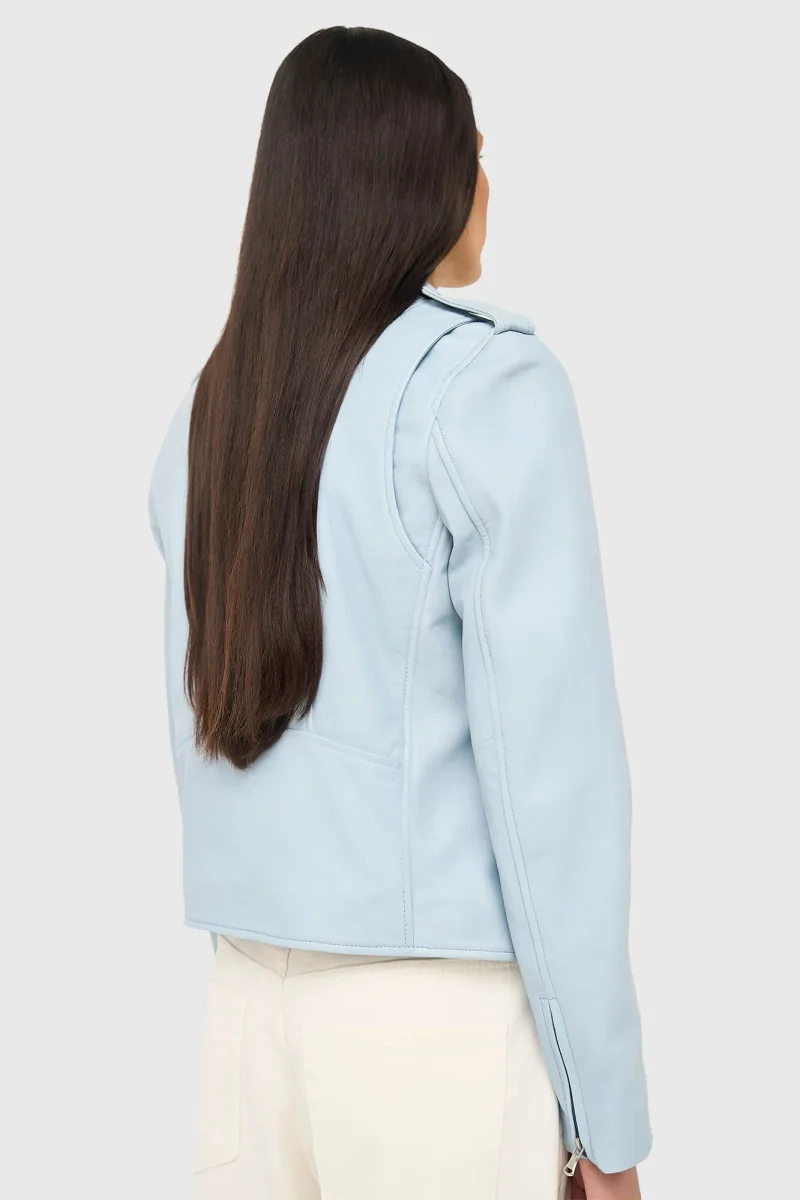 Blaue Leder-Bikerjacke von Burke