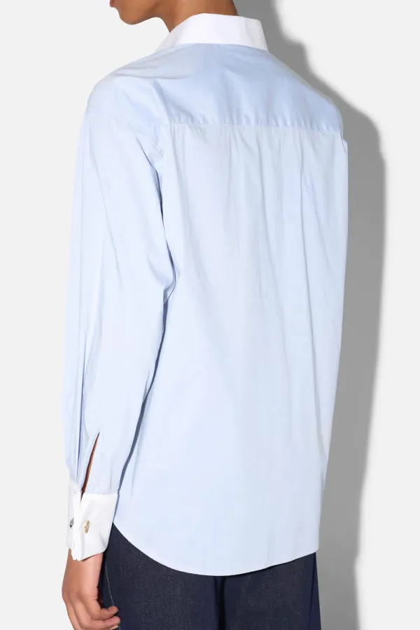 Blauwe Blouse Dames Katoen Boyfriend Russ