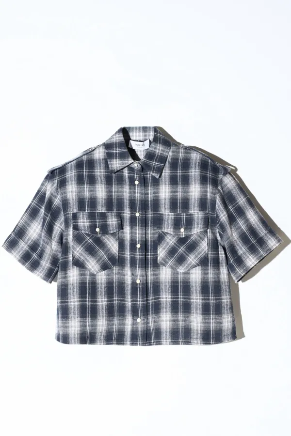 Blauwe Ruiten Blouse Dames Spike