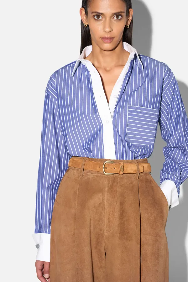 Blauwe Streep Blouse Dames Katoen Boyfriend Russ