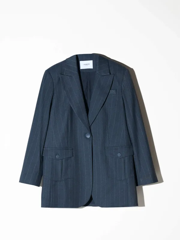 Blazer Dames Boyfriend Blauw Krijtstreep Hank