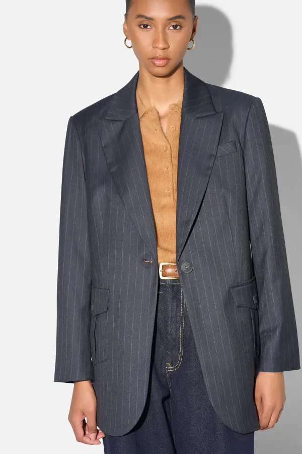 Blazer Dames Boyfriend Blauw Krijtstreep Hank