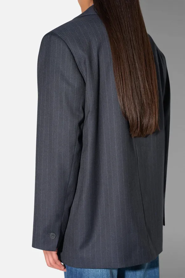 Blazer Dames Boyfriend Blauw Krijtstreep Oxen