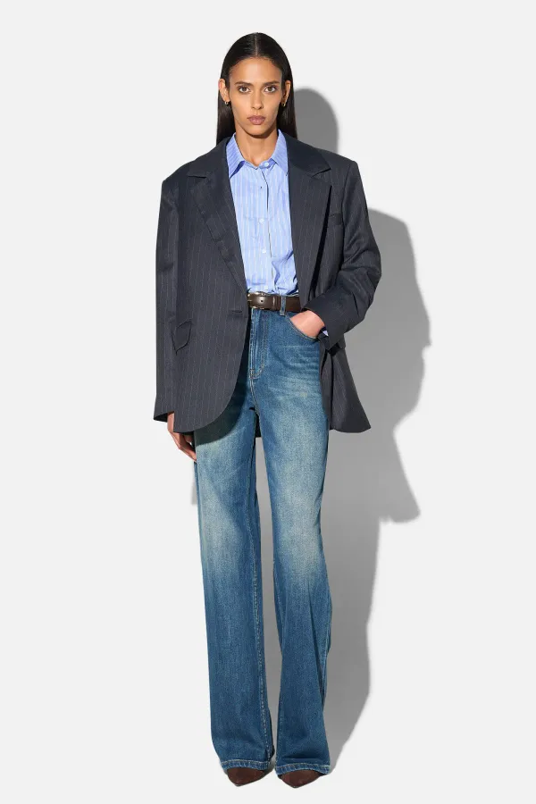 Blazer Dames Boyfriend Blauw Krijtstreep Oxen